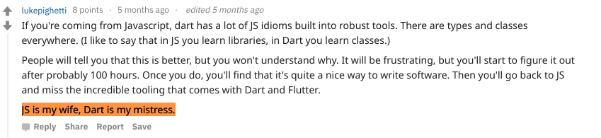 Post comparing Dart and JS from reddit