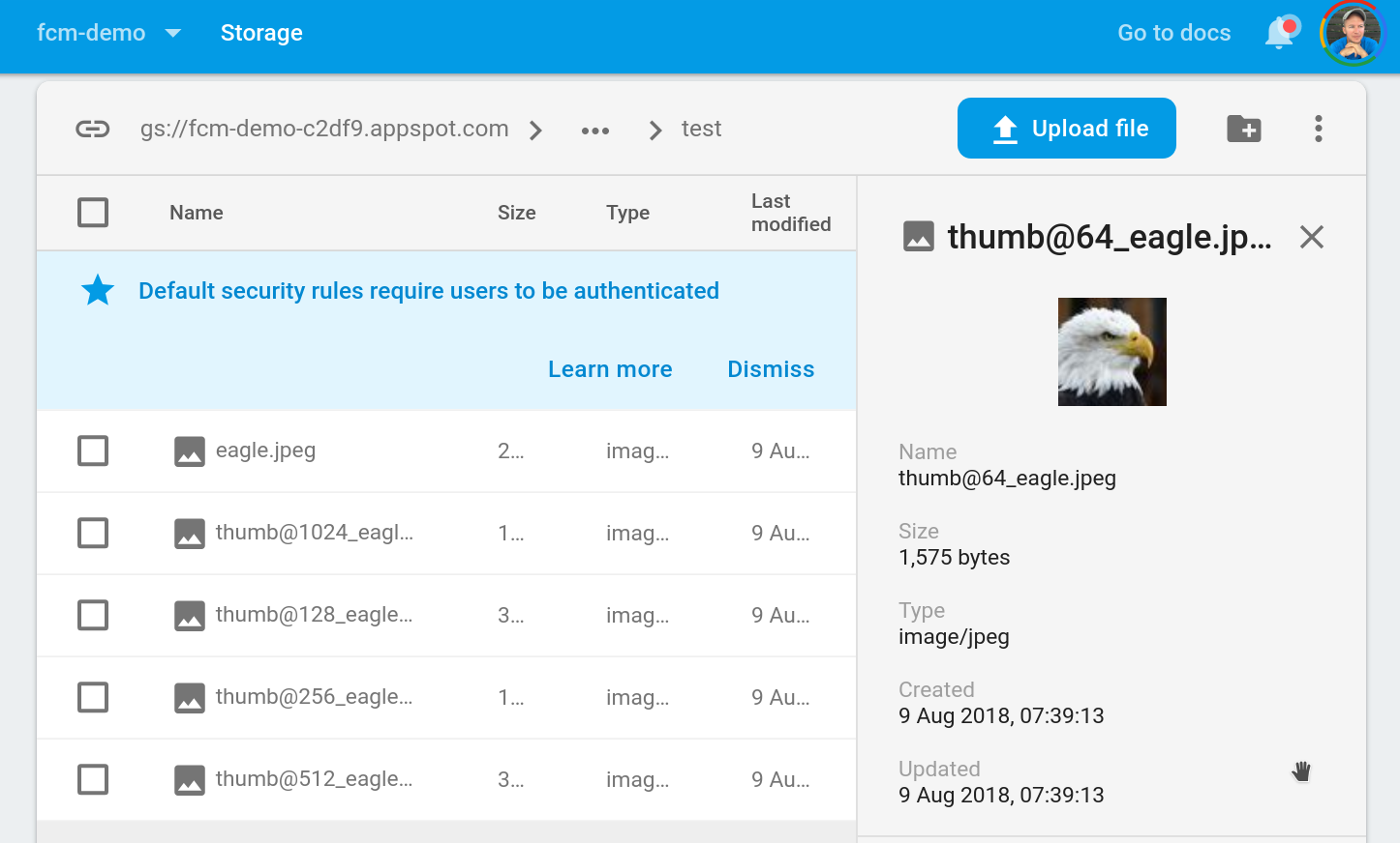 Thumbnails resized by a Firebase Cloud Function